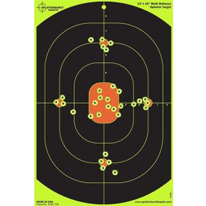 Splatterburst Targets - 12 x 18 inch Bullseye Splatter Target - Easily See Your Shots Burst Bright Fluorescent Yellow Upon Impact - Made in USA (50 pack)