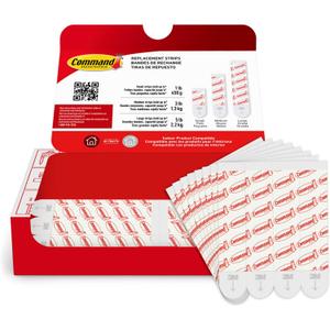 Command Damage Free Hanging Strips for Large Wall Hooks, Removable Adhesive, No Tools, 20 White Strips