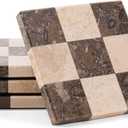 Marble Coasters Set of 4, Oceanic & Verona Handmade 4 inch Stone Coasters, Elegant Table Coaster for Drinks, Durable Kitchen Decor & Home Accessories