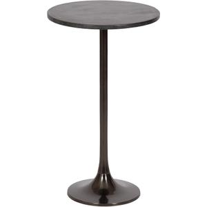Kate and Laurel Baronet Glam Marble Round Side Table, 14 x 14 x 24, Black Marble and Gray Gunmetal, Marble Top Circle End Table for Use as a Bedroom Nightstand or Living Room Plant Stand Option
