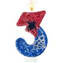 WQINX Red and Blue with Silver Spider Web Birthday Candles, Spider Cartoon Theme Happy Candle Cake Decoration Suitable for Boys and Girls Children's Party Supplies (3)