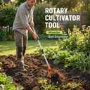 Rotary Cultivator Garden Tool, 2-in-1 Weeder & Soil Aerator with Detachable Weed Knife,73" Adjustable Stainless Handle, Dual-Function Rotary Tiller for Lawn Care, Reseed Grass, Soil Mixing