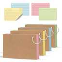 200 Count Colored Index Cards 3x5 Inch，Flashcards with Ring 4 Color，Heavy Weight Lined Ruled Note Cards for Studying, Office, School and Home