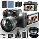 48MP Digital Cameras for Photography with WiFi & App Control,4K Autofocus Vlogging Camera for YouTube with 16X Zoom, Anti-Shake, 32GB TF Card, Dual Batteries, 52mm Wide Angle & Macro Lens (S100-WM)