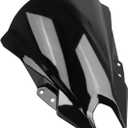 Motorcycle 18.4" Windscreen Windshield Replacement for Kawasaki Ninja500 Ninja 500 SE 2024 2025 PC Windscreen Double Bubble (Black)