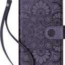 Wallet Case for Galaxy S22 Ultra, [RFID Blocking] Protective PU Leather Flip Cover with Card Slot Cash Pocket for Galaxy S22 Ultra (Dark Purple)