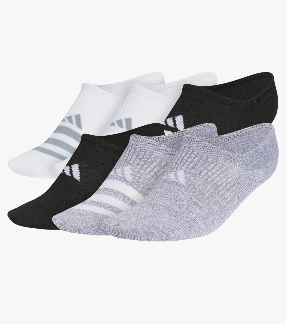 Adidas Women's Superlite 3.0 6-Pack Super No Show, Athletic Socks, Invisible Ultra Low-Profile, Cushion & Arch Compression