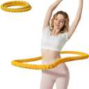 Upgraded 3.3lb Soft Spring Weighted Hoop for Adults – Foldable, Quiet, Pain-Free Exercise & Fitness Hoop for Weight Loss, Home & Travel Workouts (Yellow)