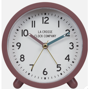 617-3816A La Crosse Clock Co. 4.4" Analog Quartz Alarm Clock - Maroon