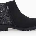 Coutgo Girls Glitter Ankle Boots Kids Ruffle Dress Booties Fashion Chunky Side Zip Casual Shoes, 8