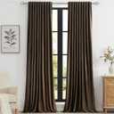 PRIMROSE Brown Polyester Velvet Curtains 84 inch Long for Living Room,Set of 2 Panels Blackout Rod Pocket Back Tab Window Treatment Room Darkening Heavy Decorative Curtains Drapes for Bedroom., 52"W x 84"L