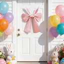 Easter Bunny Ears Bow DecorationPink Rabbit Ear Bow for Front Door, Window or Wall, 28x20 Inches