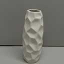 9 Inch White Ceramic vase, Geometric Simplicity Modern Decoration Matte Texture Rural Style Pampas Grass Creative vase, Wedding, Party, Dining Room Family DecorationWhite-01