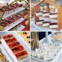4.8oz/140ml Clear Dessert Cups with Lids and Spoons,50Pcs Reusable Plastic Rectangle Dessert Cups,Mini Serving Bowl for Desserts Mousses,Puddings,Party