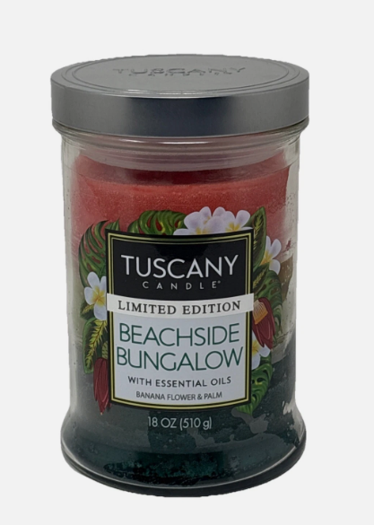 TUSCANY CANDLE LIMITED EDITION,BEACH SIDE Bungalow , Banana Flower &Palm,18 OZ (510g)