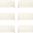 BRILLMAX 6 Pack Ivory Tablecloths 90 x 156 Inch for 8ft Rectangle Tables - 150 GSM Polyester Fabric, Floor Length Drop, Water, Stain & Wrinkle Resistant Cloth Cover for Wedding Reception Banquet