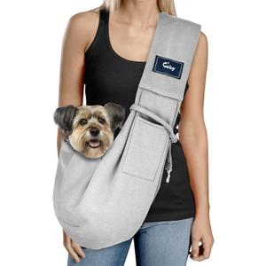 CUBY Dog and Cat Sling Carrier - Hands Free Reversible Pet Papoose Bag - Soft Pouch and Tote Design - Suitable for Puppy, Small Dogs Cats Outdoor (Classic Grey)
