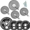 WB31M20(6") WB31M19(8") Porcelain Drip Pan Set & WB30M2(8") WB30M1(6") Electric Range Burner Element Unit Set by Cenipar-Compatible with GE Hotpoint Kenmore Range/Stove-Includes 36 and 18