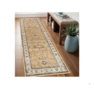 Washable Runner Rug 3x8 - Hallway Runner Rug Kitchen Rugs and Mats Non Skid Washable Waterproof Carpet Runner for Living Room Bedroom Bathroom (Gold, 3X8)