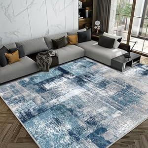 OMERAI Washable Rug 6'x9' Abstract Machine Washable Area Rugs for Living Room Ultra-Thin Non Slip Stain Resistant Modern Carpet for Bedroom Dining Room Office Kitchen (Brown)