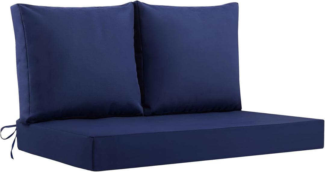 Outdoor Loveseat Cushions Waterproof, 46264 Inch, Fade Resistant Patio Loveseat Cushions for Outdoor Furniture, Outdoor Couch Cushions Set for Bench, Wicker Furniture, Swing, Navy Blue