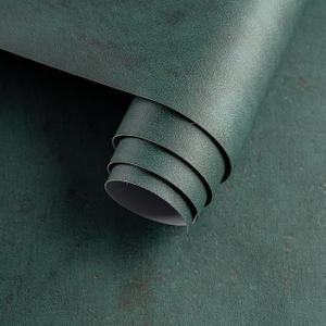 Dark Green Peel and Stick Wallpaper 48"x197" Matte Extra Thick Art Deco Contact Paper Waterproof Self-Adhesive Removable Pure Green Vinyl Wallpaper 3D Textured for Cabinet Studio Farmhouse