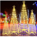 Tujoe 4 Pack 4/5/6/7 Ft Christmas Cone Trees LED Lights Outdoor Lighted Smart Timer with 8 Lighting Modes, Warm White Dimmable Christmas Tree with Star Topper for Indoor Outdoor Holiday Decor