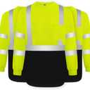 TCCFCCT High Visibility Long Sleeve Shirts for Men & Women - Class 3 Hi Vis, Reflective Safety Work Shirts with Black Bottom, Dirt-Resistant, Durable, Meet ANSI, Yellow L 3pcs