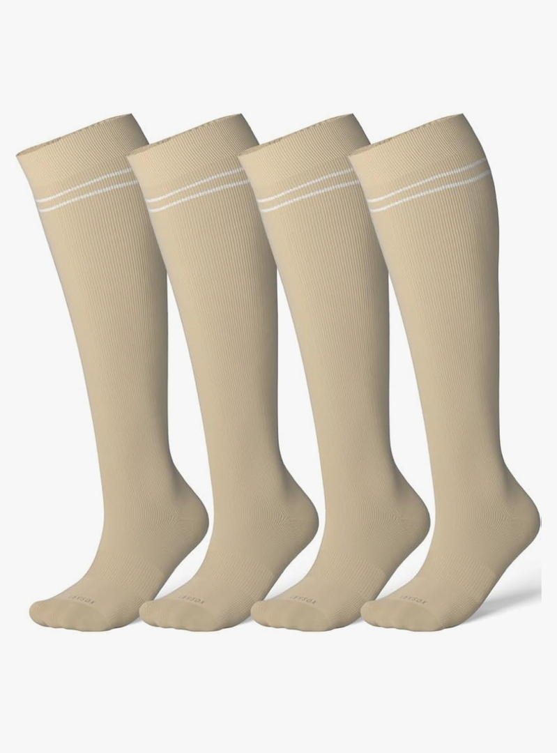 LEVSOX Viscose for Bamboo Compression Socks for Women&Men 20-30 mmHg Knee High Cute Support Socks for Nurses Pregnacy Travel, Size Large
