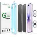 amFilm OneTouch Privacy Screen Protector for iPhone 17 6.3'' + Camera Lens Protector | Auto-Alignment install | Bubble Free | 9H Tempered Glass | Shatterproof | Anti Privacy | Case Friendly 2+2 Pack