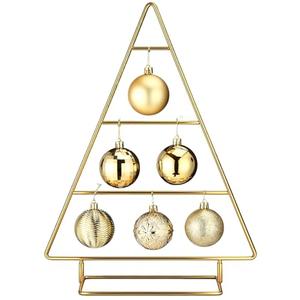 Cinnvoice Ornament Display Stand Metal Xmas Christmas Tabletop Ornament Christmas Tree Shaped Display Stand Holder Farmhouse Xmas Tree for Balls Decorations Hanging Gift(Gold,16 Inch)