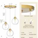 Gold Cluster Pendant Light, 3-Light Globe Hanging Light Fixture, Kitchen Island Lighting with Clear Glass for Dining Room Living Room Laundry Entrance Foyer, ZCPL101BG-3C, 6.7 "