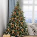 30 Pcs Christmas Velvet Wreath Bows, 5 x 7 Inch Vintage Velvet Ribbon Rustic Crafts Gift Bows for Indoor Outdoor Wreaths Garland Holiday Xmas Tree Wrapping Crafts (Khaki, Width of 1")