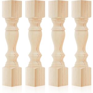 Threehoney 4 Pcs Farmhouse Table Legs, 29" x5'' Pine Dining Table Legs for Furniture Unfinished Wooden Furniture Dining Cottage Bench Coffee for DIY (Square)