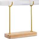 Selenite Bracelet Holder Display Stand Selenite Crystal Healing Goth Bracelet Display Stand Detachable Jewelry Wrap Watch Organizer Holder with Wooden Base for Bangles Charging Cleansing