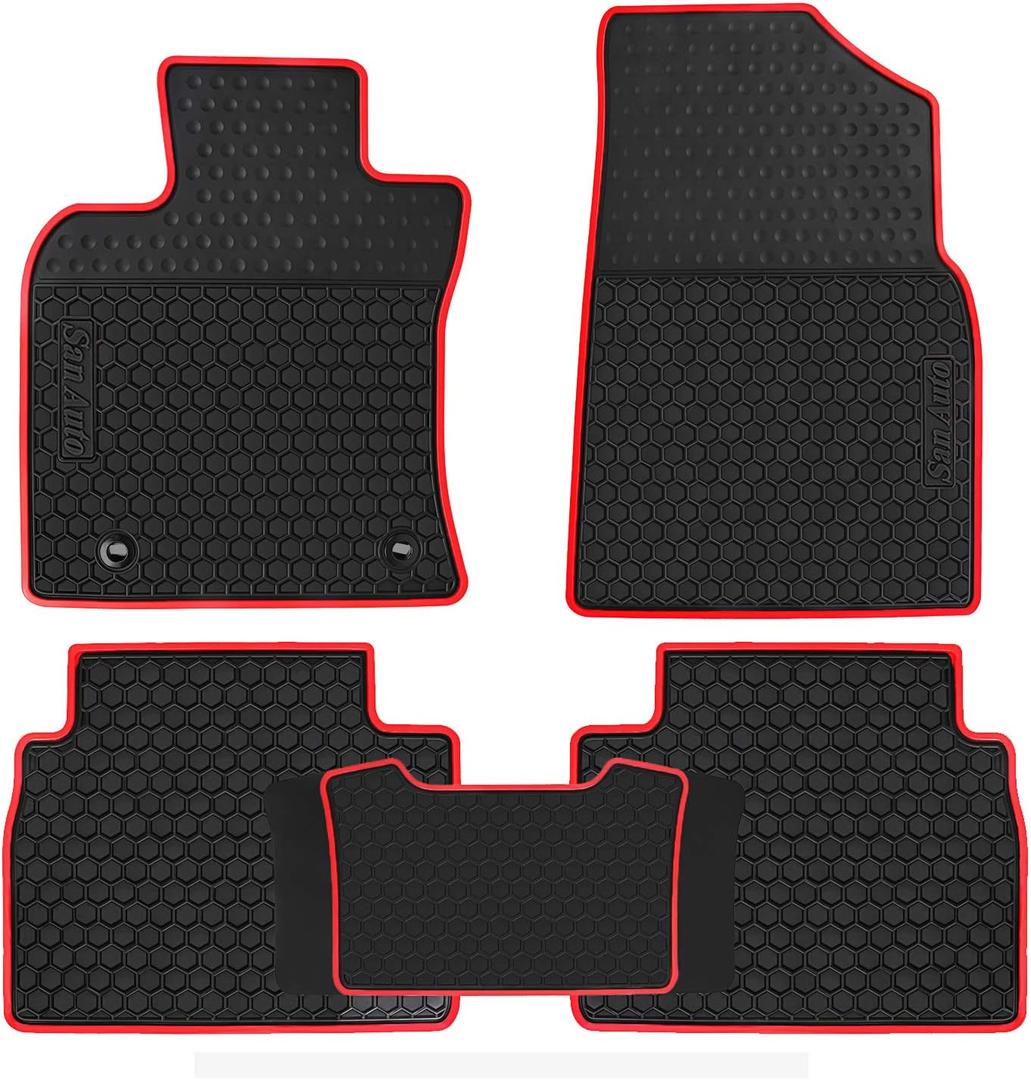 Car Floor Mats Custom Fit for Toyota Camry 8th 2018 2019 2020 2021 2022 2023 2024 Rubber Black Red Car Floor Liners Set All Weather Season Protection Heavy Duty Odorless
