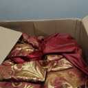 GLORY RUGS Jacquard Luxury Window 2 Panel Set Burgundy Gold Curtain with Attached Valance and Backing Bedroom Living Room Dining 2 Curtains 55x84 inches Each Jana