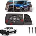 GrteRokky Driver Side Upper & Lower Side Mirror Glass Compatible for 2010-2020 Dodge Ram 1500 2500 3500 Tow Big Lens with Holder Heated Replace 68067729AA 68067731AA