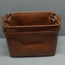 GIB Large Wicker Storage Baskets for Shelves Clothes Blankets Basket Woven Laundry Basket for Organizing, Decorative Rectangular Closet Organizers and Storage Bins with Handles, Brown, 4 Pack