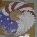 2026 Eagle Flag Wreath, 250th Anniversary Patriotic Eagle Wreath, Red White and Blue with Stars, Independence Day 4th of July Front Door Wall Decor (Medium-2D, Round)
