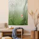 Lunarable Koi Fish Tapestry Queen Size, Japanese Koi Fish Painting Style Hanging Cherry Flowers Floating Leaves, Wall Hanging Bedspread Bed Cover Wall Decor, Queen Size, Orange White (88L" x 88W")