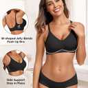Vertvie Womens Seamless Jelly Bras No Underwire Comfort Push Up Bras Buttery Soft Wireless Bralette Full Coverage Sports Bra (Black, L)
