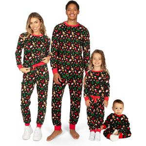 Tipsy Elves Matching Christmas PJs - Classic Lapel Couples Pajama Sets for Men and Women (X-Large, Cookie Cutter (Black))