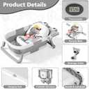 Collapsible Baby Bathtub for Newborns with Thermometer and Soft Floating Cushion Portable and Foldable Travel Baby Boy Bath Tub for Infants to Toddler 0-36 Month (Grey)