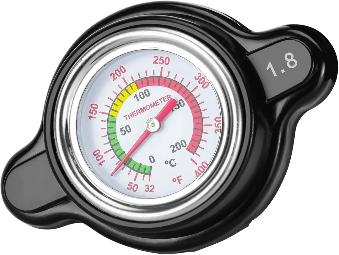High Pressure Radiator Cap with Temperature Gauge, Huazu 1.8 Bar 25.6 psi Universal Radiator Cap Fit for Honda, Kawasaki, Suzuki, Husqvarna Dirt Bike, Yamaha Motorcycle ATV Models