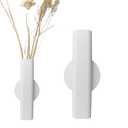 7" Wall-Mounted Flower Tube, Top/Bottom Open Vase, Wall Metal Flower Tube Decoration Holder for Flower Display, Home Office Living Room Bedroom Decoration with Adhesive Material, 2pcs(White)
