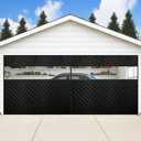 Thermal Insulated Garage Door Curtain with Clear Window, 16ft x 7ft Winter Door Cover for 2 Car Garage Heat Insulation with Thicken Polyester Fiberfill & Durable Oxford Fabric, Waterproof