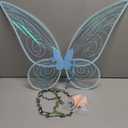 DTESL 7PCS Fairy Wings Dress Up, Sparkling Sheer Butterfly Halloween Costume Angel Wings for Kids Girls Women