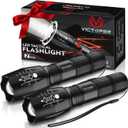 Victoper LED Flashlight 2 Pack, Bright Tactical Torch High Lumens with 5 Modes, Waterproof Zoomable Flash Light for Outdoor, Birthday Gifts for Men, Dorm Room Hiking Camping Essentials Gear for Guys (Black)