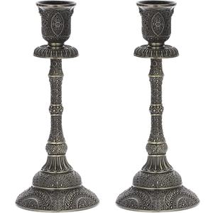 OwnMy Set of 2 Vintage Taper Candle Holders 7.4Metal Taper Candlestick Holders, Elegant Brass Candle Stick Holders Bronze Candelabra Set for Dining Table Centerpieces Wedding Home Decoration